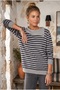 Gray Melange Asymmetric Collar Long Sleeve Striped Ribbed Hem Casual Knitwear Sweater 60 58