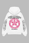 Classic Wheel Printed Oversize Unisex White Hoodie