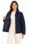 Stand collar water repellent padded three-pocket jacket - navy blue - 3