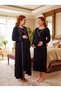 New Season Black Double-Breasted Collared Full-Length Design with Nursing Features Long Sleeve 100% Cotton Maternity Nightgown Set - 3