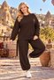 Plus Size Women's Side Tie Detailed Relaxed Fit Blouse and Pants Two-Piece Set - 2