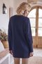 Navy Blue Round Neck Glittery Slit Casual Long Back Oversize Knitwear Sweater 75 68 - 8