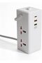 وصلة كهربائية متعددة المنافذ بطول 2 متر مع 2 مقبس تيار متردد بريطاني و2 منفذ USB ومنفذ Type-C، مزودة بمفتاح تشغيل بلمسة واحدة