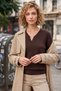 Brown V-Neck Long-Sleeved Ribbed Collar with Buckle and Glitter Casual Knitwear Sweater 62 59 - 3