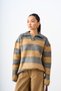 Women's Shirt Collar Double Color Knitwear Sweater Gray - 2