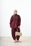 Women's Scuba Leather Detailed Tracksuit Set Claret Red