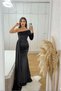 Crepe Evening Dress One-Tail Off Shoulder Maxi Fabric Dress - 3