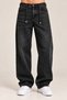 Men's Patterned Baggy Fit Wide Leg Jean Pants Relaxed Cut High Denim Jeans