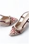 Women's Linen Open-Back Buckle Practical Comfort Heeled Shoes - 4