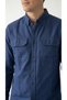 Men's Indigo Double Pocket Flap Button Regular Fit Shirt - 4