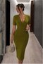 Krep Double Breasted Evening Dress with Sleeves Fabric Collar Short Dress - 5