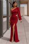 One Shoulder Draped Evening Dress