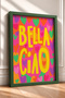 Bella Ciao Written Colorful Hearts Framed Painting Italy Poster Living Room Kitchen Wall Decor Itn035 - 2