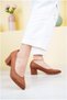 Women's Short Laceless Flexible Suede Comfortable Heeled Shoes - 4
