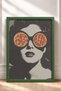 Retro Woman with Pizza Glasses Portrait Framed Painting Italy Poster Living Room Kitchen Wall Decor Itn039 - 3