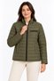 Women's Stand Collar Water Repellent Padded Quilted Three-Pocket Coat Jacket - Khaki - 8