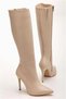 Women's High Thin Elastic Skin-Friendly Special Heeled Zippered Comfort Boots - 5