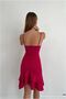 Krep V Evening Dress with Flounce Fabric and Collar Strap - 2