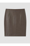 Ozmarka New Season Brown Plus Size Leather Look Mini Skirt - 5