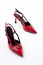 Women's Stable Patent Leather Open-Back Comfort Heeled Shoes with Bow - 3