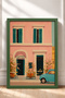 Rome Pizza Tabletop Sign with Facade and Classic Car Frame Table Italy Poster Wall Decor Itn028 - 3