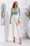 Flexible Sandy Fabric Collar Detailed Cycling Pearl Blouse - 2