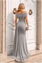 Degaje Long Evening Dress with Low-Cut Neckline and Sleeves, Maxi Collar Dress - 2