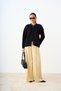 Women's Collar Buttoned Feather Detail Knitwear Cardigan Black - 3