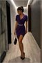 Crepe Evening Dress Mini Fabric Detailed Pearl Dress - 4