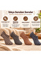 Men's Home Slippers Set of 8 |   Geometric Patterned Knitted Look Short Booties Socks Mixed Color Packs - 3