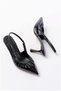 Women's Patent Leather Open Modern Crinkled Back Heeled Shoes - 4