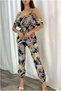 Tulle V-Neck Jumpsuit with Flounce Fabric Collar and Straps - 5