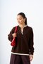 Women's Half Button Detail Knitwear Sweater Brown - 4