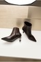 Santa-1 Women's Boots Thin Heeled Zippered Brown Leather - 2