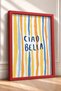 Ciao Bella Written Colorful Lines Framed Painting Italy Poster Living Room Kitchen Wall Decor Itn033 - 2