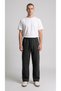 Men's Black Three-Strap Ruffled Waistband Baggy Sweatpants - 2