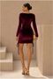 Velvet Double-Breasted Evening Dress Mini Draped Fabric Collar Dress - 3