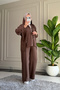 6739 - Stylish, Comfortable, Loose Viscose Soft Modal Fabric Zippered Hooded Women's Set - 2