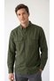 Men's Khaki Double Pocket Flap Button Regular Fit Shirt - 2