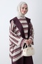 Striped Shoulder Scarf Plum Set - 6