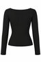 Black Square Collar Blouse with Agraflas - Öb261088 - 2