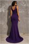 V Evening Dress Maxi Collar Strap Slit Dress - 4