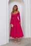 Kayık Long Evening Dress Midi Sleeve Collar Dress - 3
