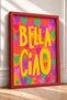 Bella Ciao Written Colorful Hearts Framed Painting Italy Poster Living Room Kitchen Wall Decor Itn035 - 2