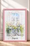 Naples Written Floral Wrought Iron Balcony Framed Painting Italy Poster Wall Decor Itn053 - 3
