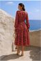 Square Neck Long Midi Sleeve Dress with Collar Detail Gipe - 4