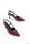 Women's Patent Leather Classic Comfort Heeled Shoes with Open Back Bow - 3