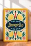 Limoncello Written Lemon and Flower Pattern Framed Painting Italy Poster Wall Decor Itn031