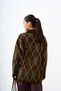 Women's Shirt Collar Buttoned Diamond Pattern Knitwear Sweater Brown - 6