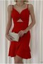 Krep V Evening Dress with Flounce Fabric and Collar Strap - 5